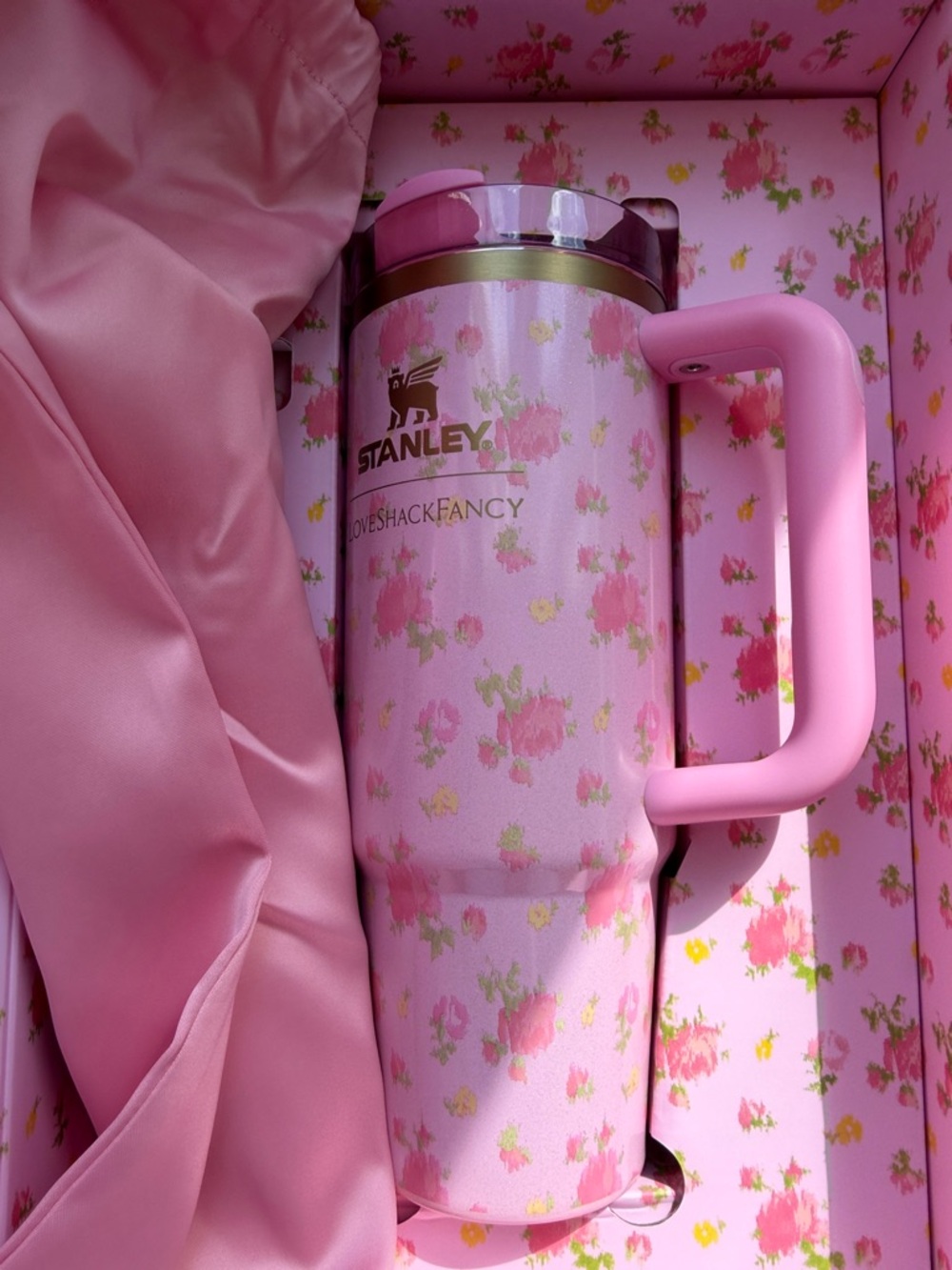Stanley Pink Floral Gift Box with Gold Logo and Ribbon Love Shack Fancy NWT